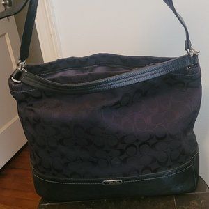 Coach black canvas bag with leather trim hand bag/shoulder